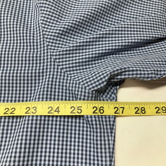 Lands End Blue Check Gingham Long Sleeve Button Up Shirt Size 17.5 -  36 TALL - Picture 5 of 10